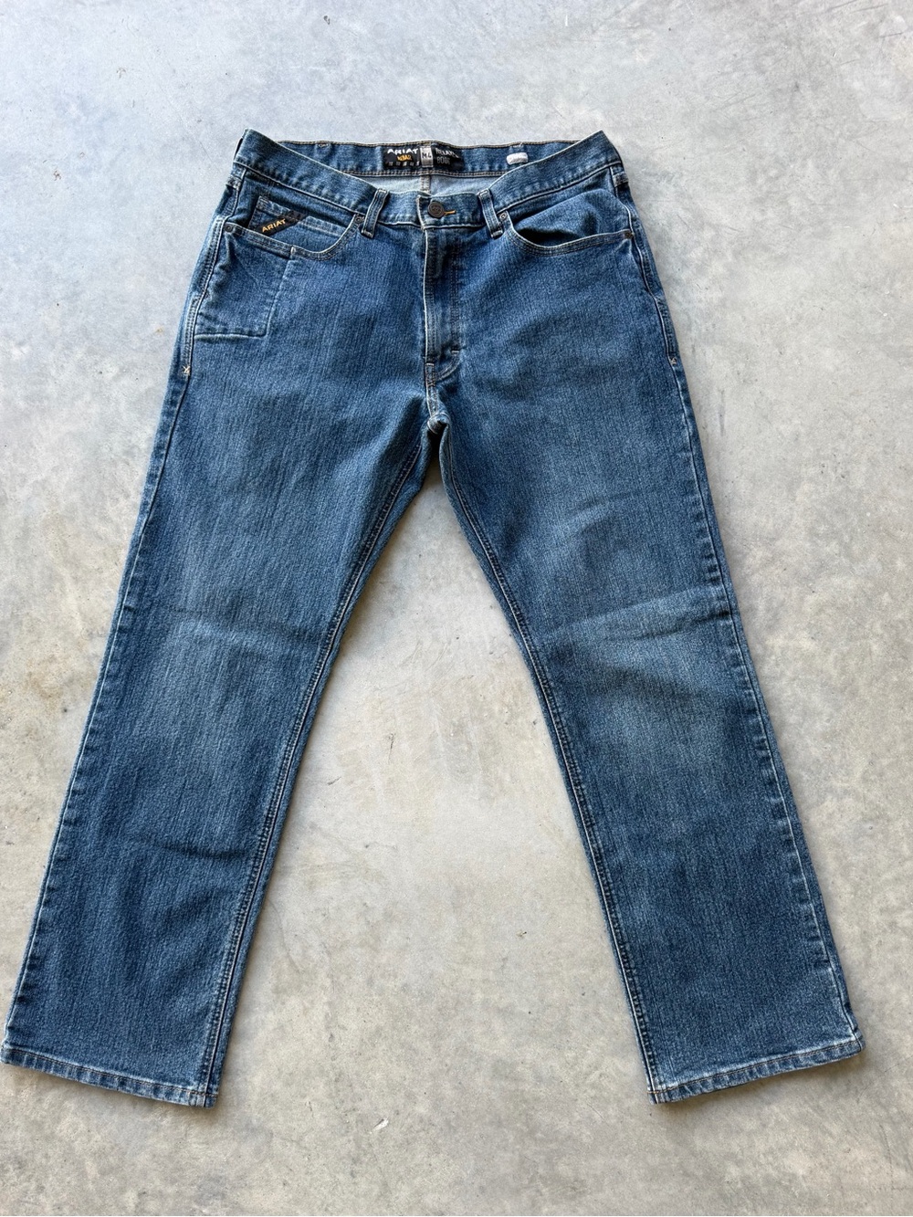 Ariat Rebar M4 Jeans Mens 34x32 Blue Relaxed Bootcut Denim Medium Wash Workwear